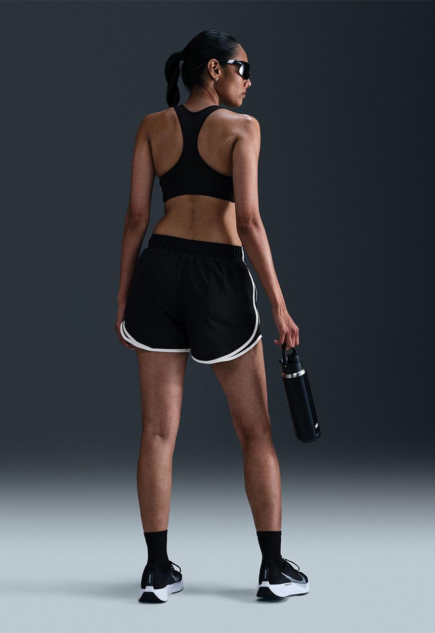Nike - Nike Tempo Women's Dri-Fit Mid-Rise Brief-Lined Running Shorts - Black/Black/White/Reflective Silv