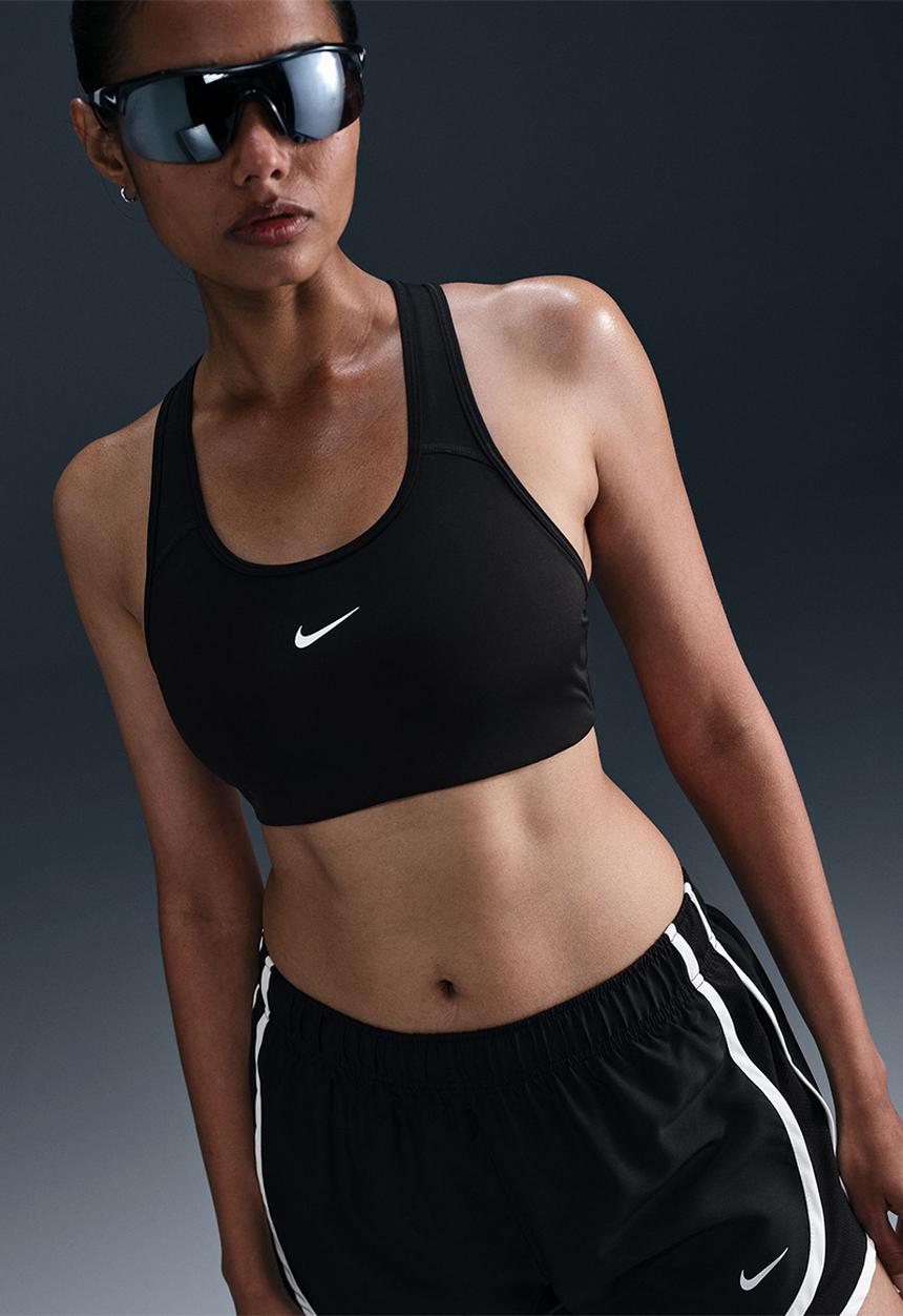Nike - Nike Tempo Women's Dri-Fit Mid-Rise Brief-Lined Running Shorts - Black/Black/White/Reflective Silv