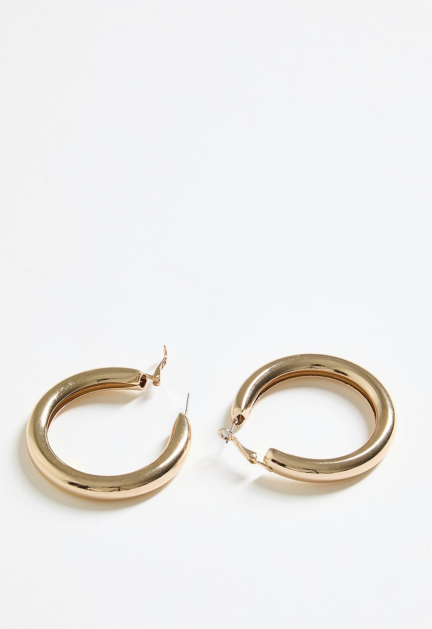 boohoo - Chunky Bar Hoop Earrings- gold