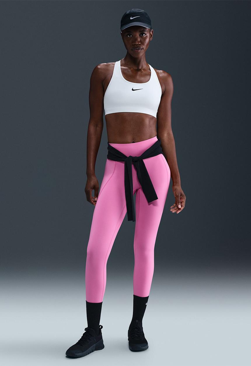 Nike - W Nk Swsh Med Spt Unpadded Bra - White/Black