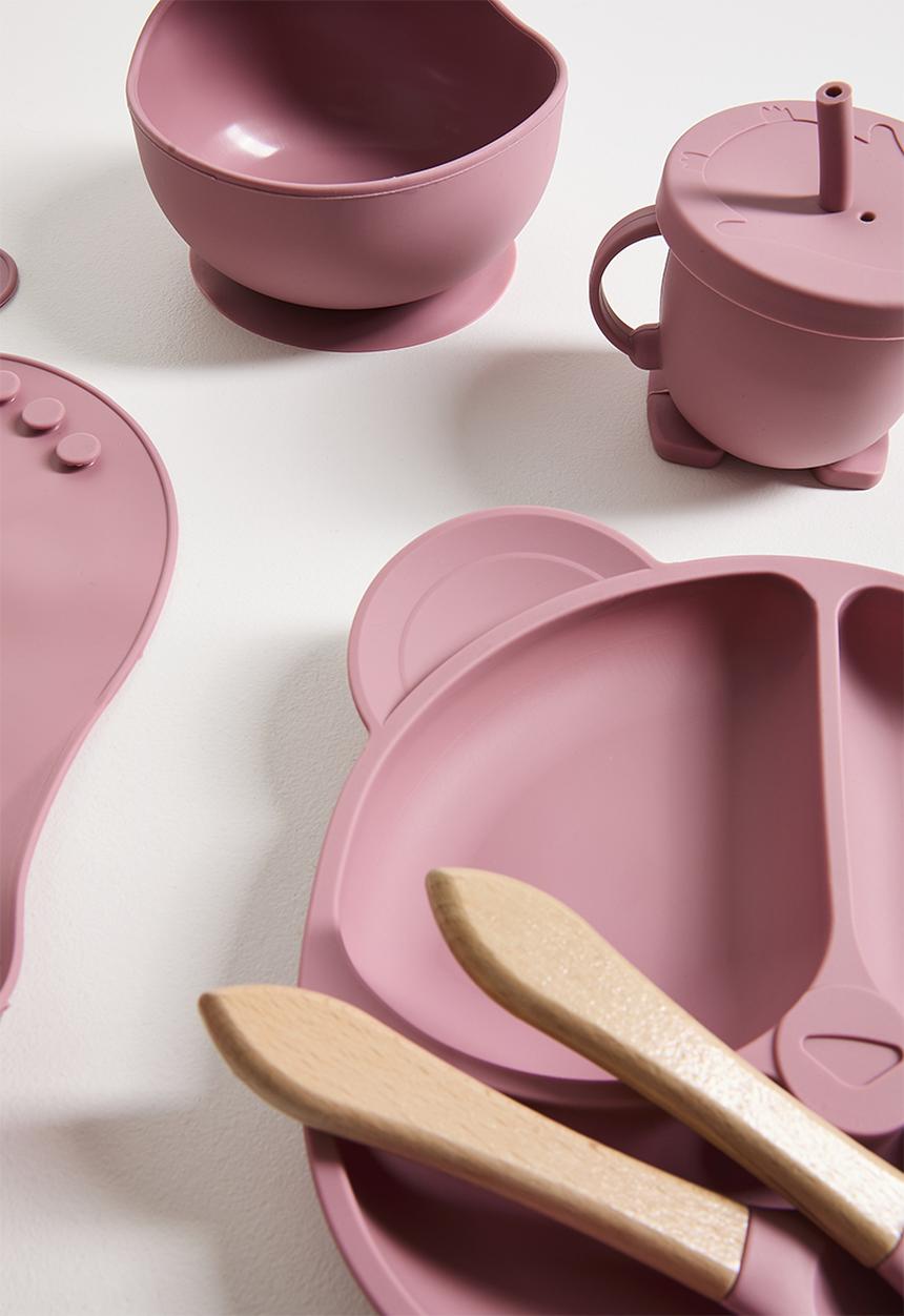 Pop Candy - Silicone dining set - dark mauve