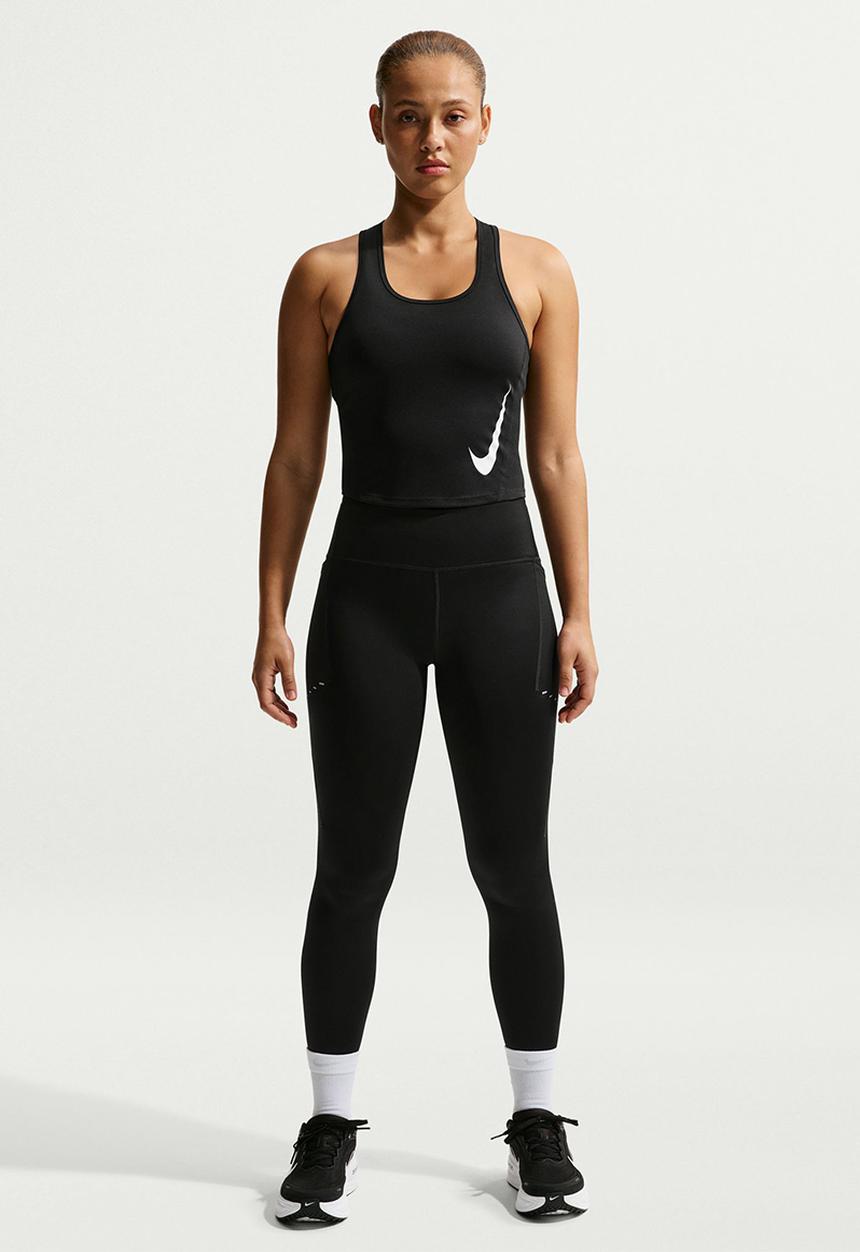 Nike - W Nk Tempo Swoosh Run Df Tank - Black/Reflective Silv/White