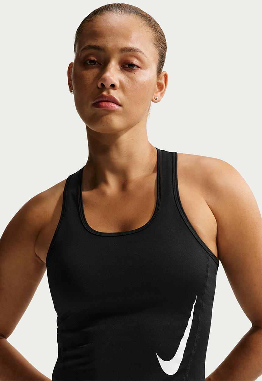 Nike - W Nk Tempo Swoosh Run Df Tank - Black/Reflective Silv/White
