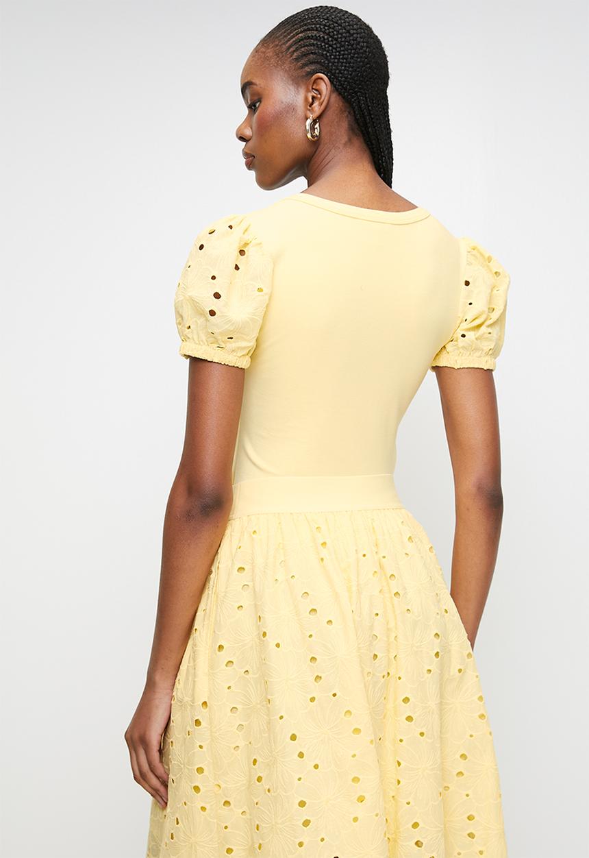 Steve Madden - Ladies celine puff sleeve top - lemon