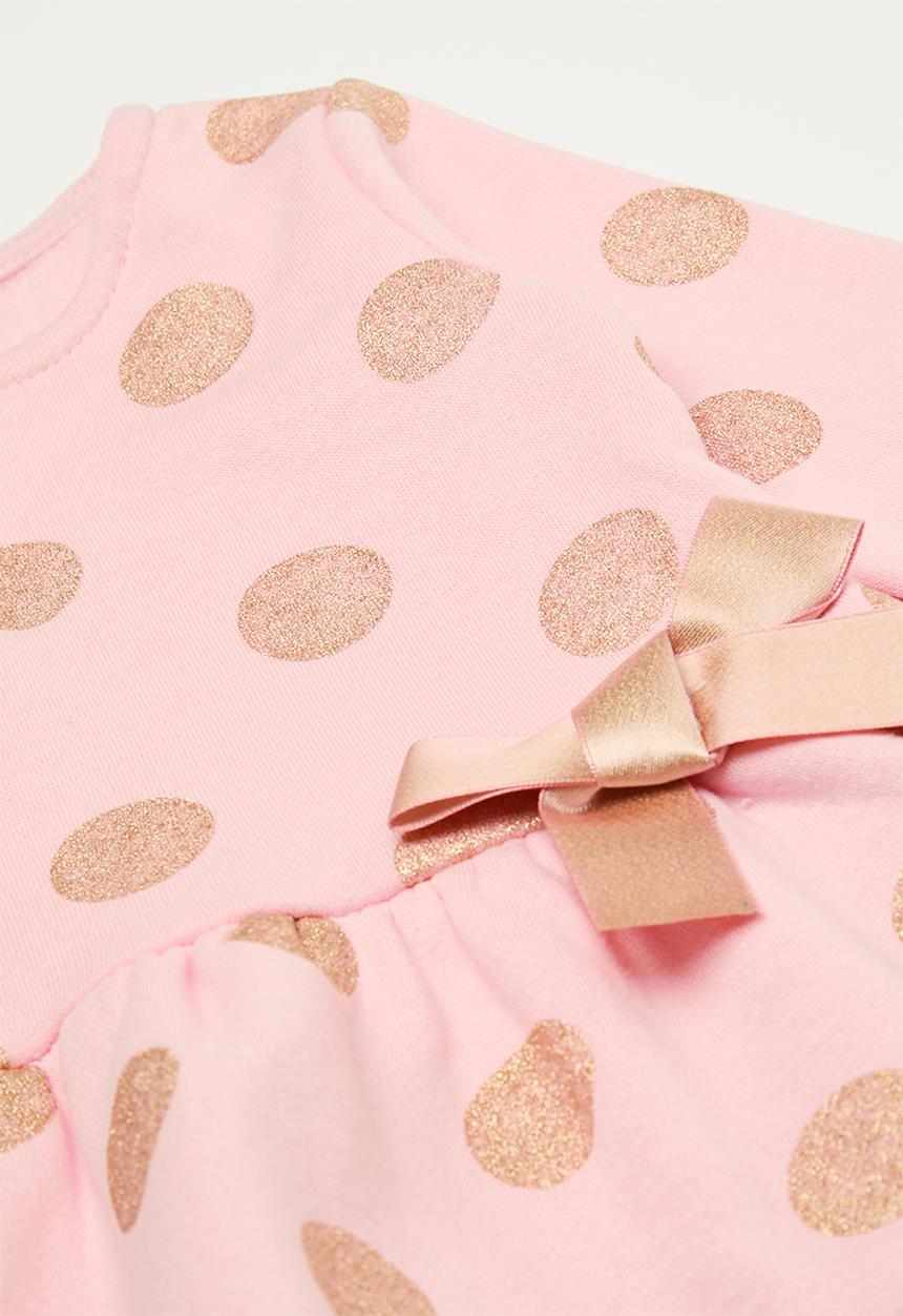 Pop Candy - Long sleeve peplum tee and legging set - pink/wheat/gold
