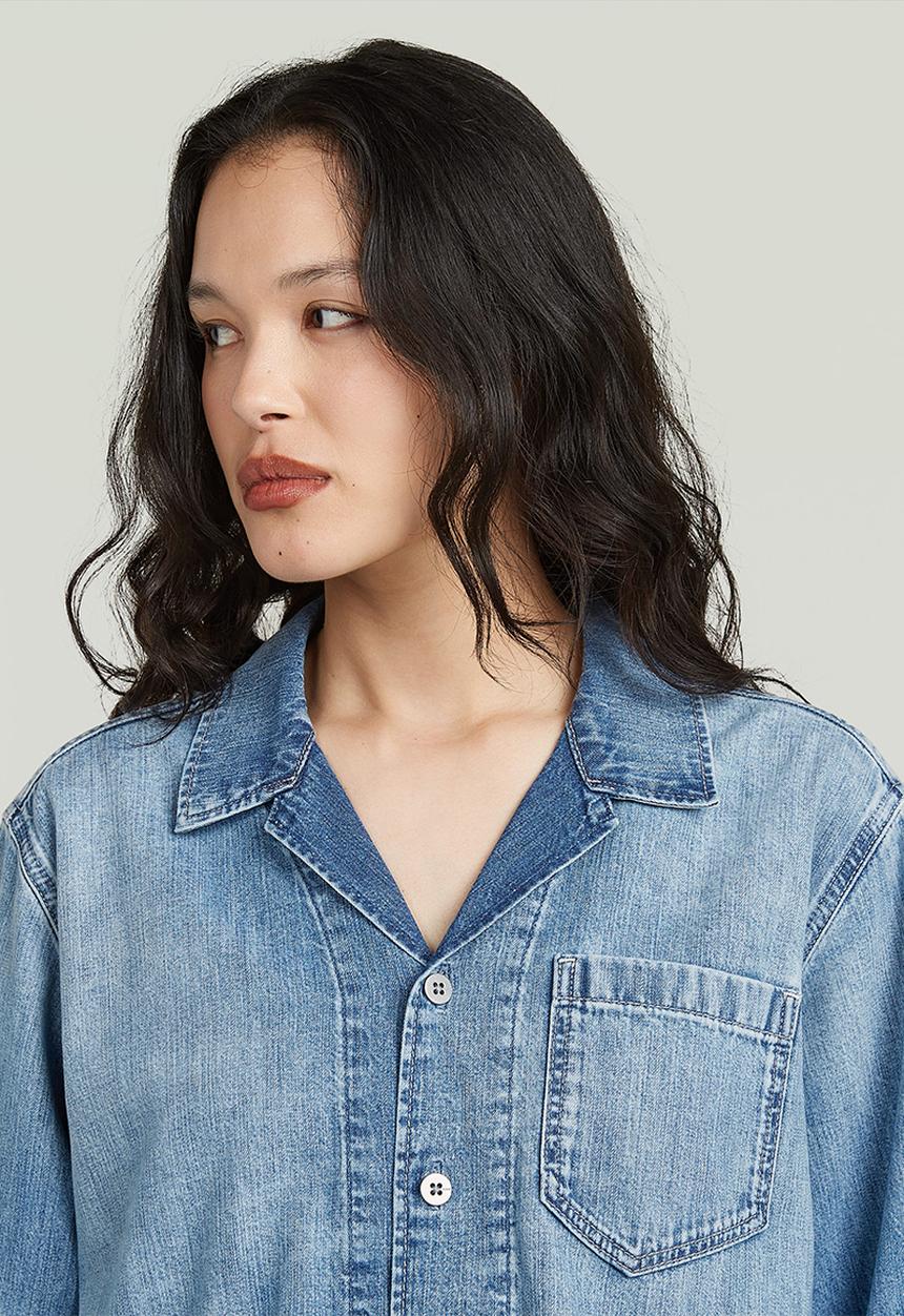 G-STAR - Resort Boxy Relaxed Shirt l\s wmn - Faded blue kyanite