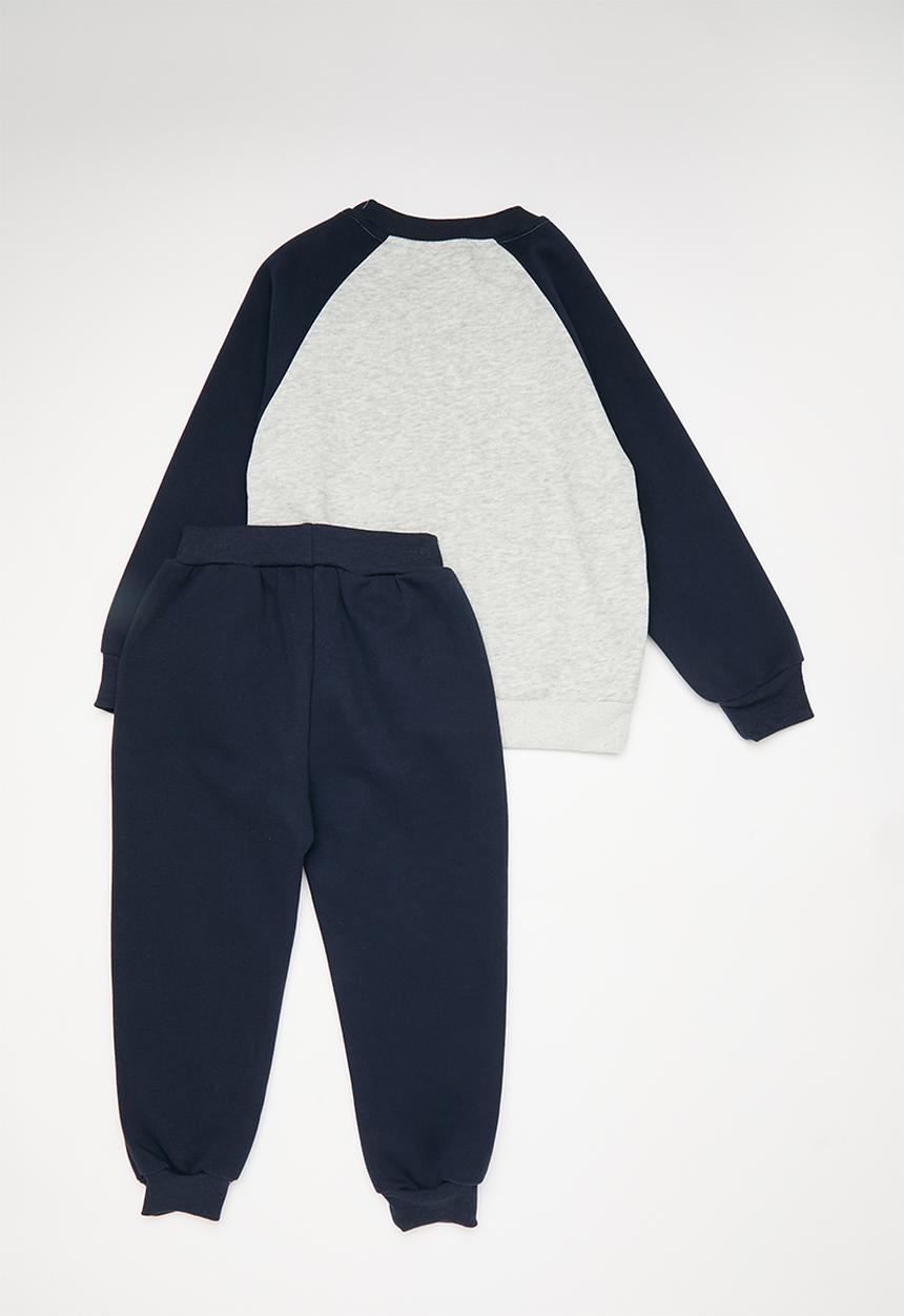 Pop Candy - Word placement raglan sweatshirt with joggers - navy/grey