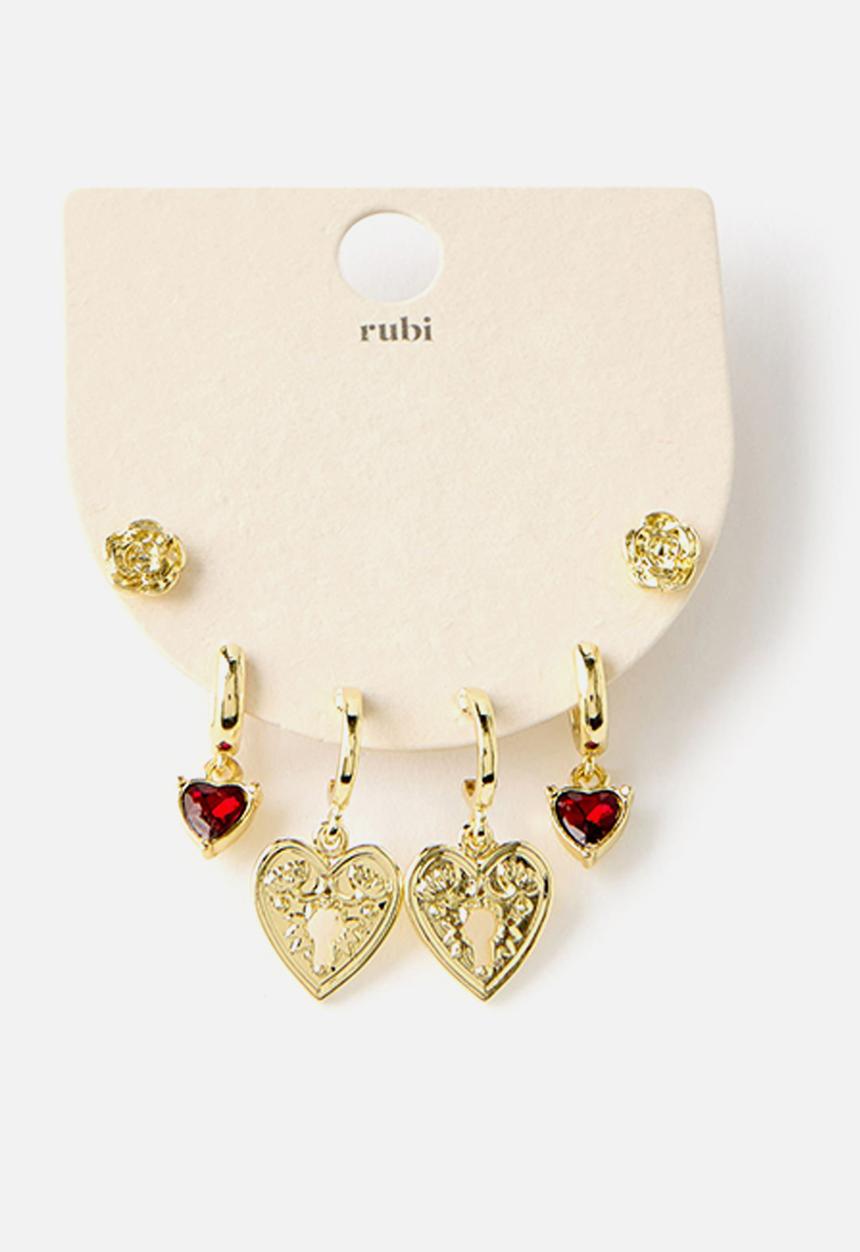 Rubi - Locket rosette mid earring - gold