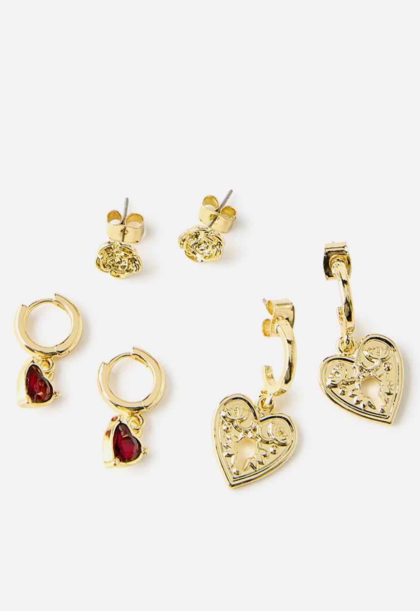 Rubi - Locket rosette mid earring - gold