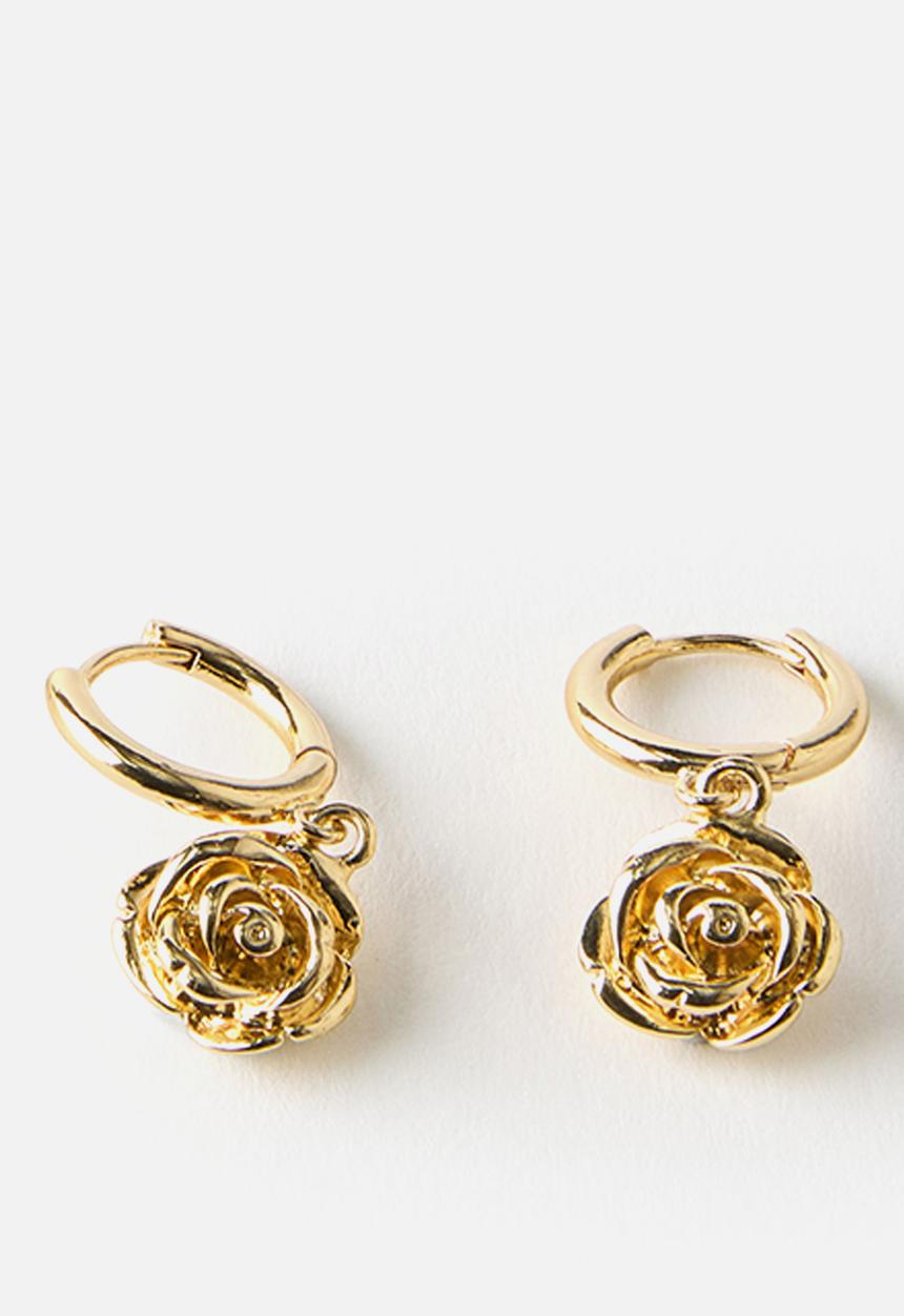 Rubi - Huggie hoop  rosette earring - gold plated