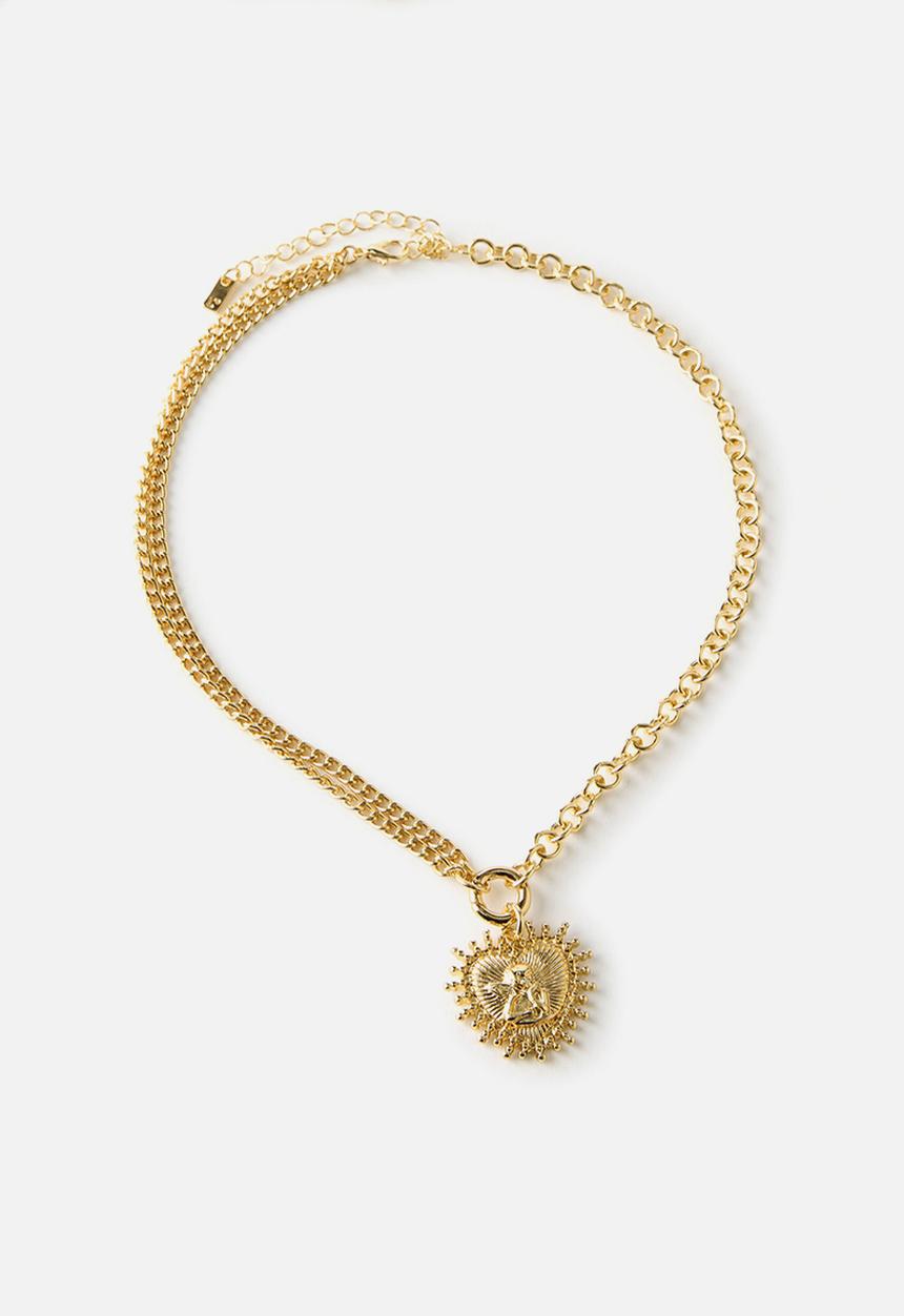 Rubi - Dotted cherub heart pendant necklace - gold
