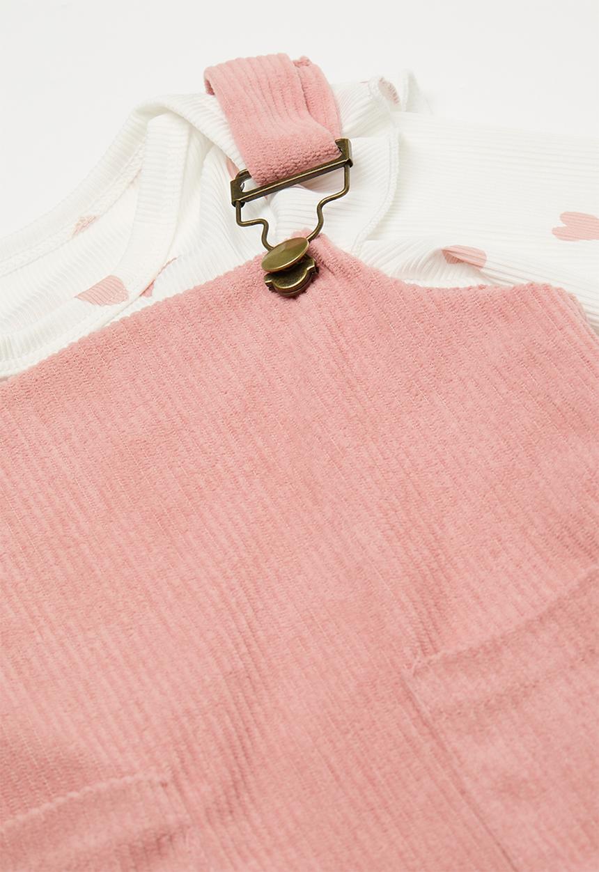 Pop Candy - Long sleeved romper & dress set with bow - white/pink
