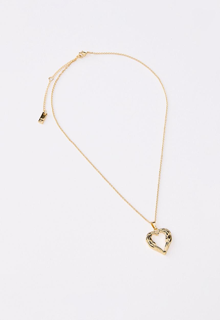 Rubi - Feather heart pendant necklace - gold