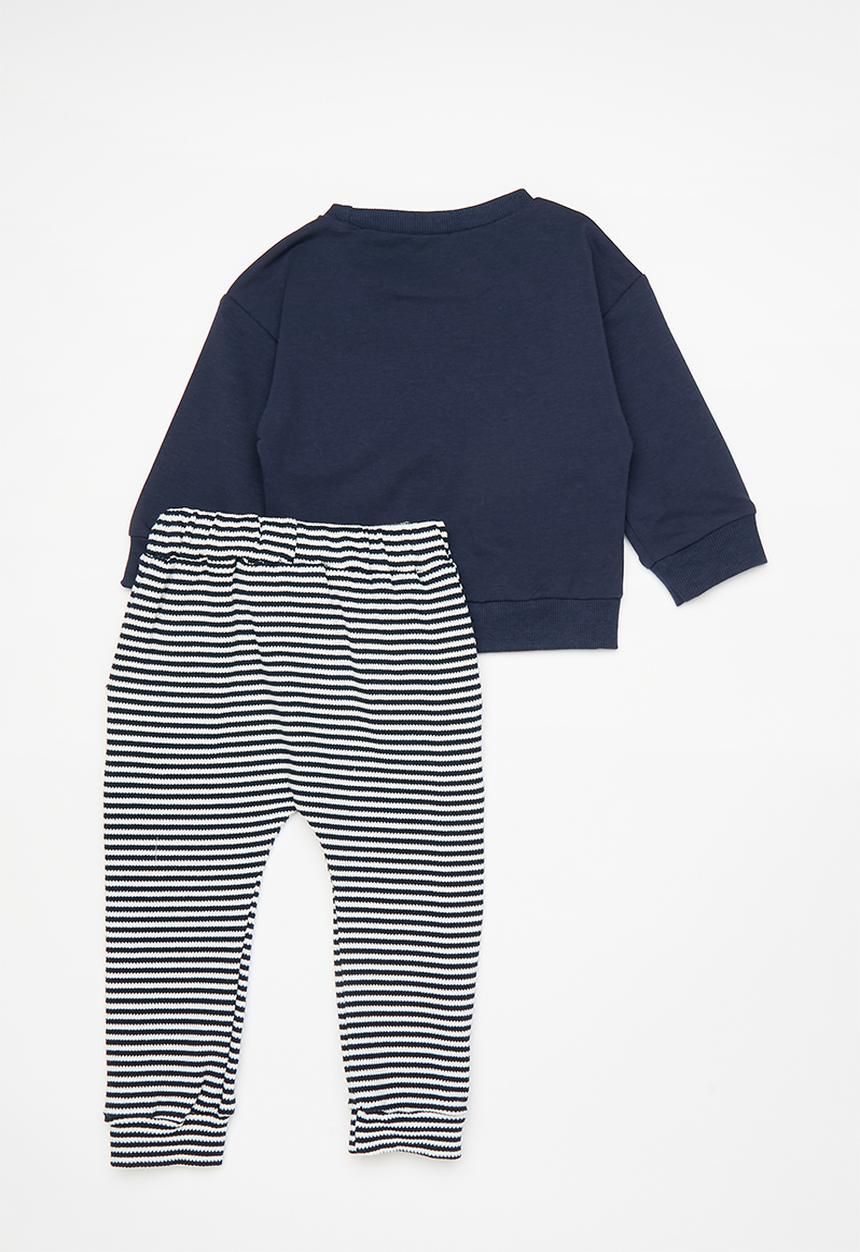 Pop Candy - Contrast pocket sweater with joggers - navy/navy stripe