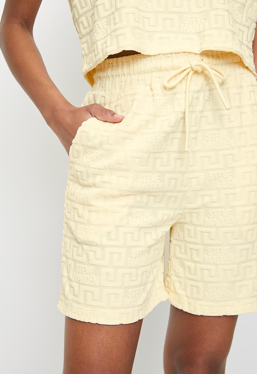 Steve Madden - Ladies bella embossed logo jogger shorts - lemon