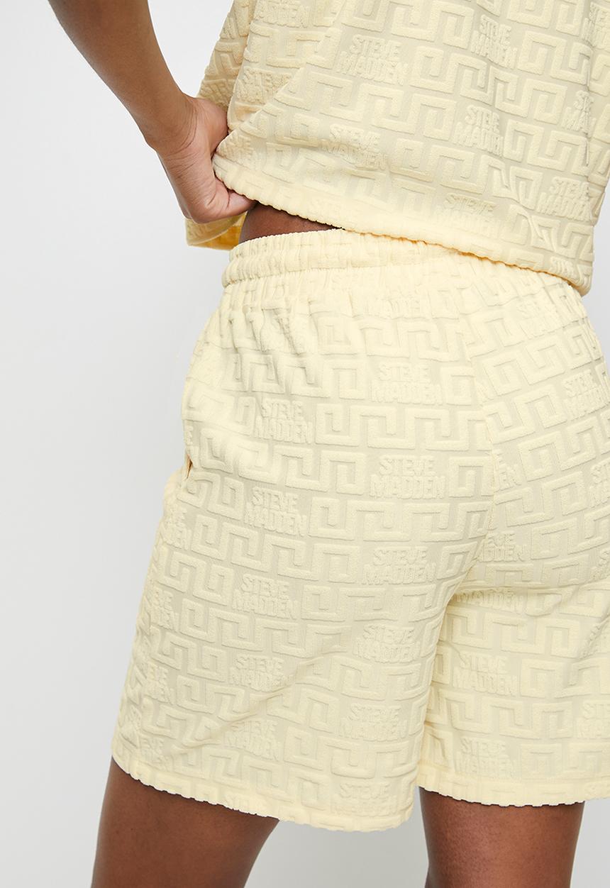 Steve Madden - Ladies bella embossed logo jogger shorts - lemon