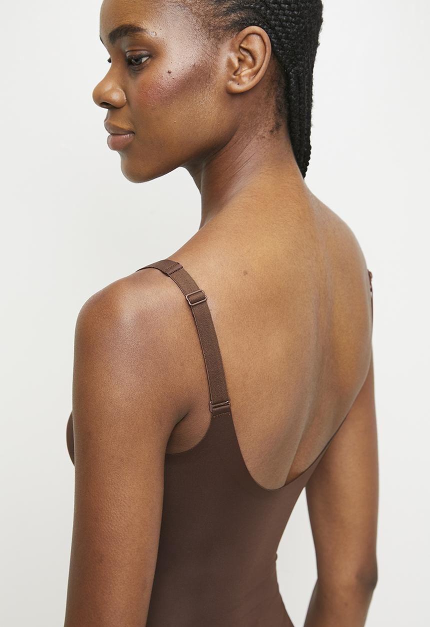 Easy Curves Shapewear - Plunge thong bodysuit - brown