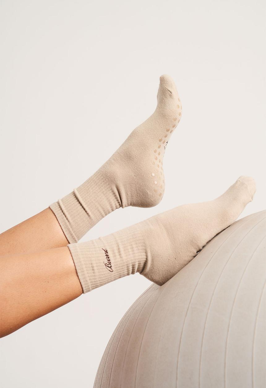 Burnt  - Studio Grip Sock - Cashew