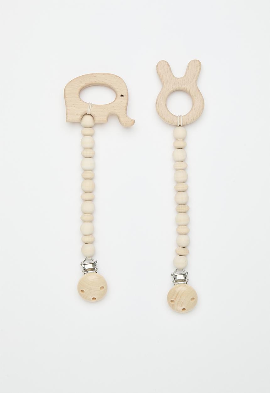 Pop Candy - 2 pack wooden pacifier chain - natural