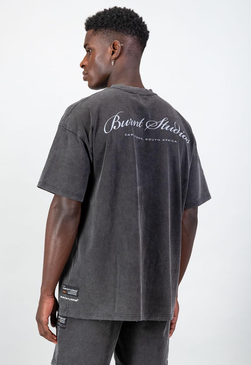 Burnt  - Ultra Heavy Oversized Tee - Acid Black