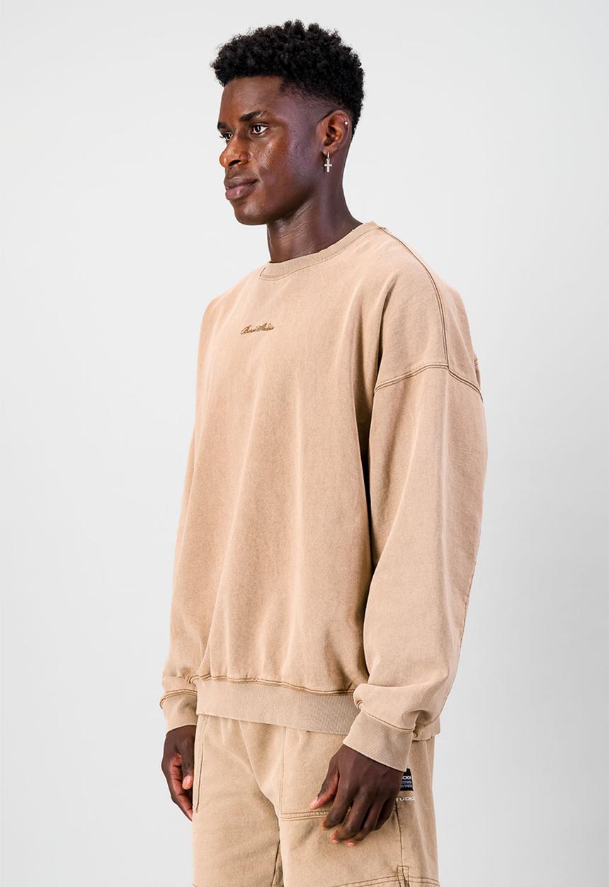 Burnt  - Ultra Heavy Crew Top - Brown