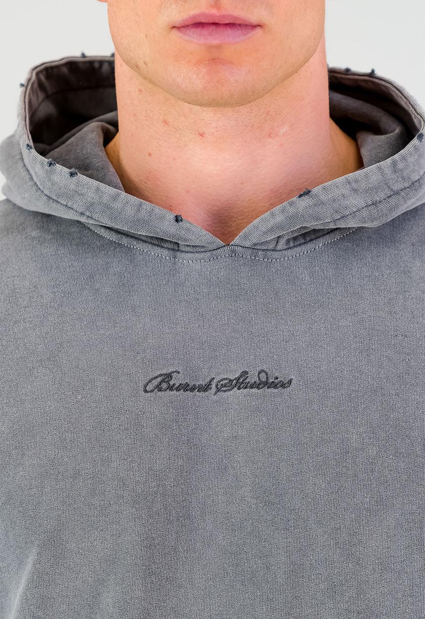 Burnt  - Ultra Heavy Hoodie - Light Grey