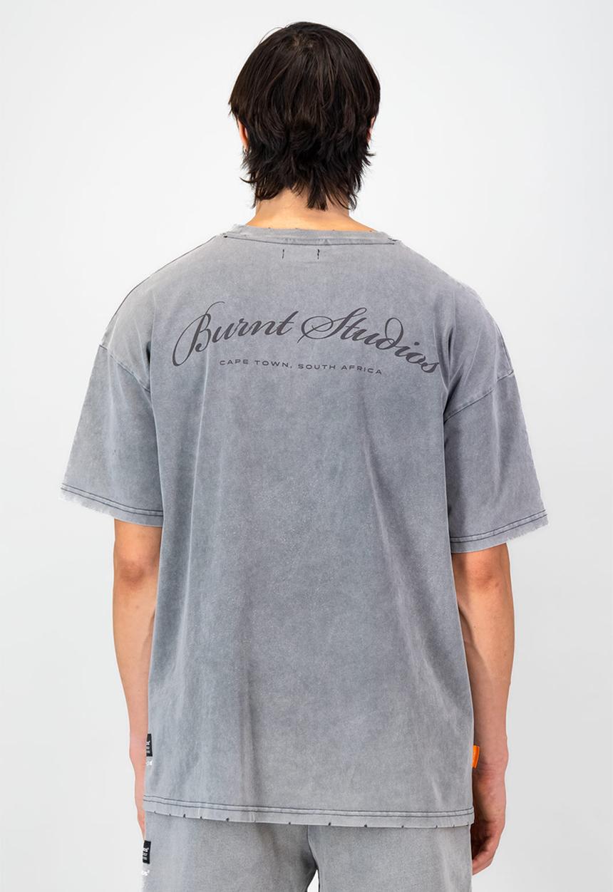Burnt  - Ultra Heavy Oversized Tee - Light Grey