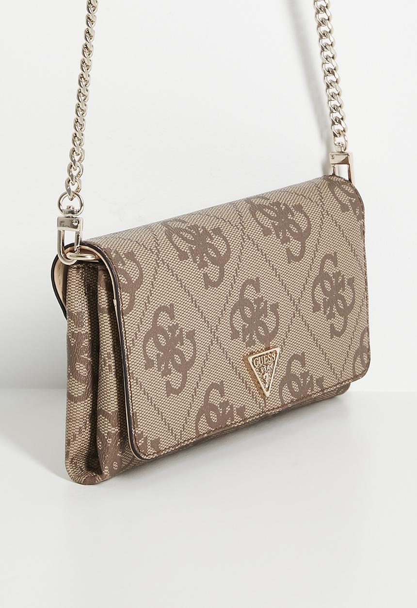 Noelle ii crossbody flap organizer - latte logo/brown