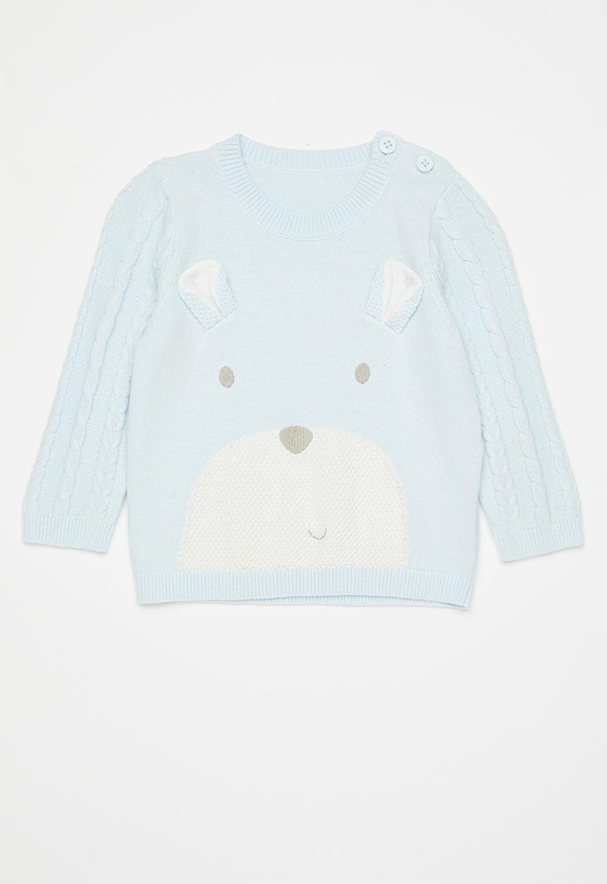 Pop Candy - Knit jersey - pastel blue/white/bear