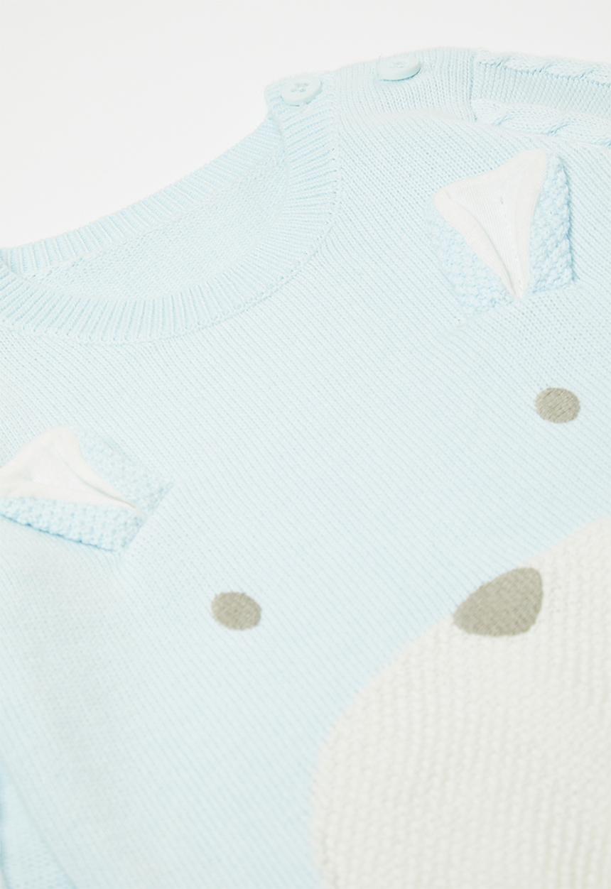 Pop Candy - Knit jersey - pastel blue/white/bear