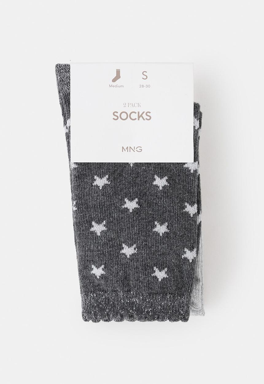 MANGO - 2 pack patterned socks - Medium Heather Grey