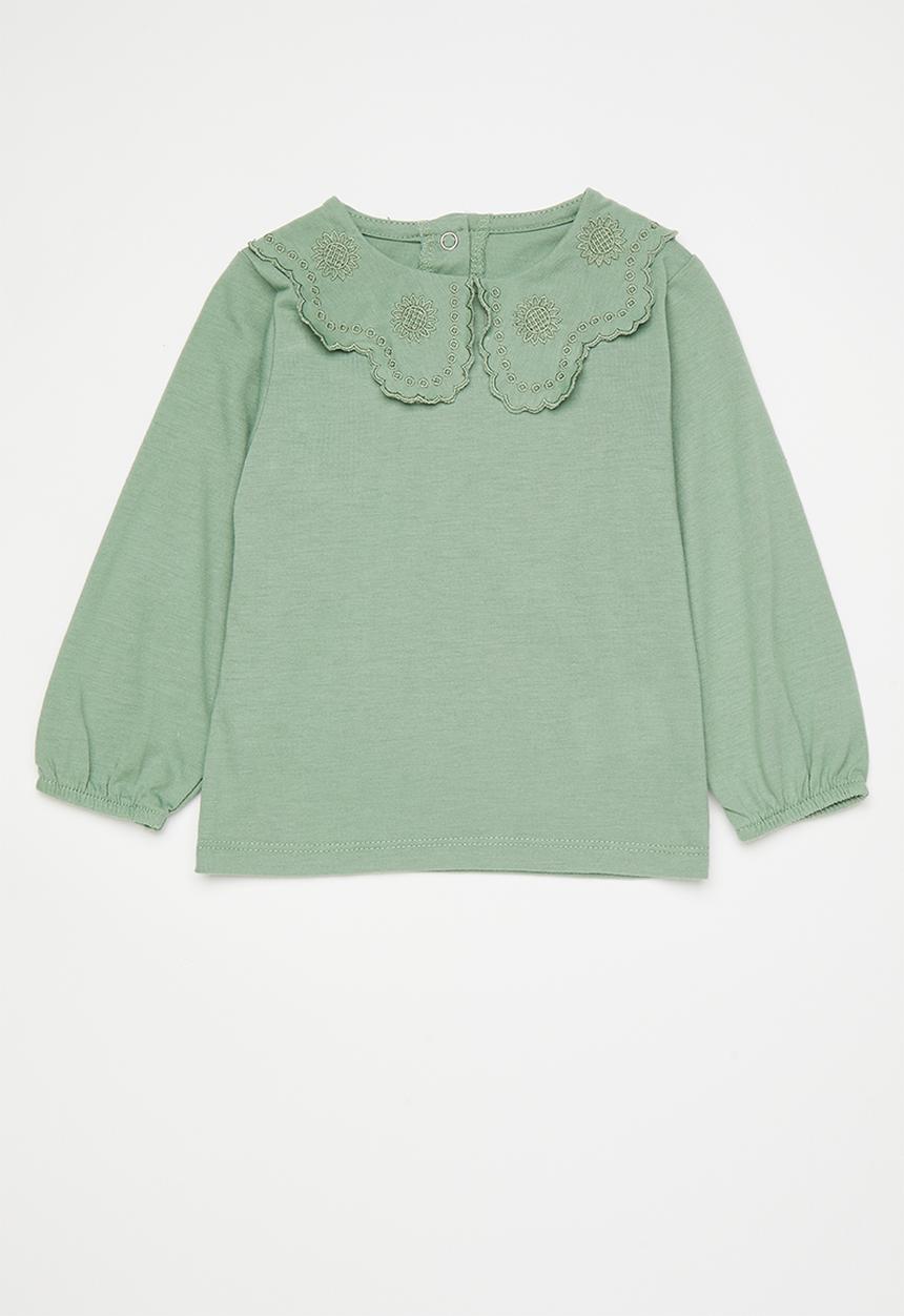 Pop Candy - Long sleeve collared tee - fern green