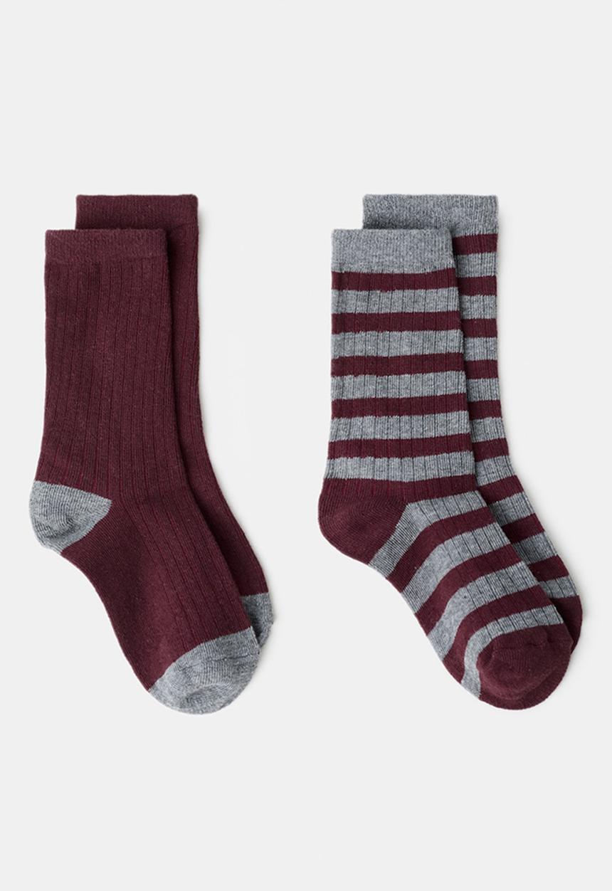 MANGO - Socks RIBSTRIP - Dark Red