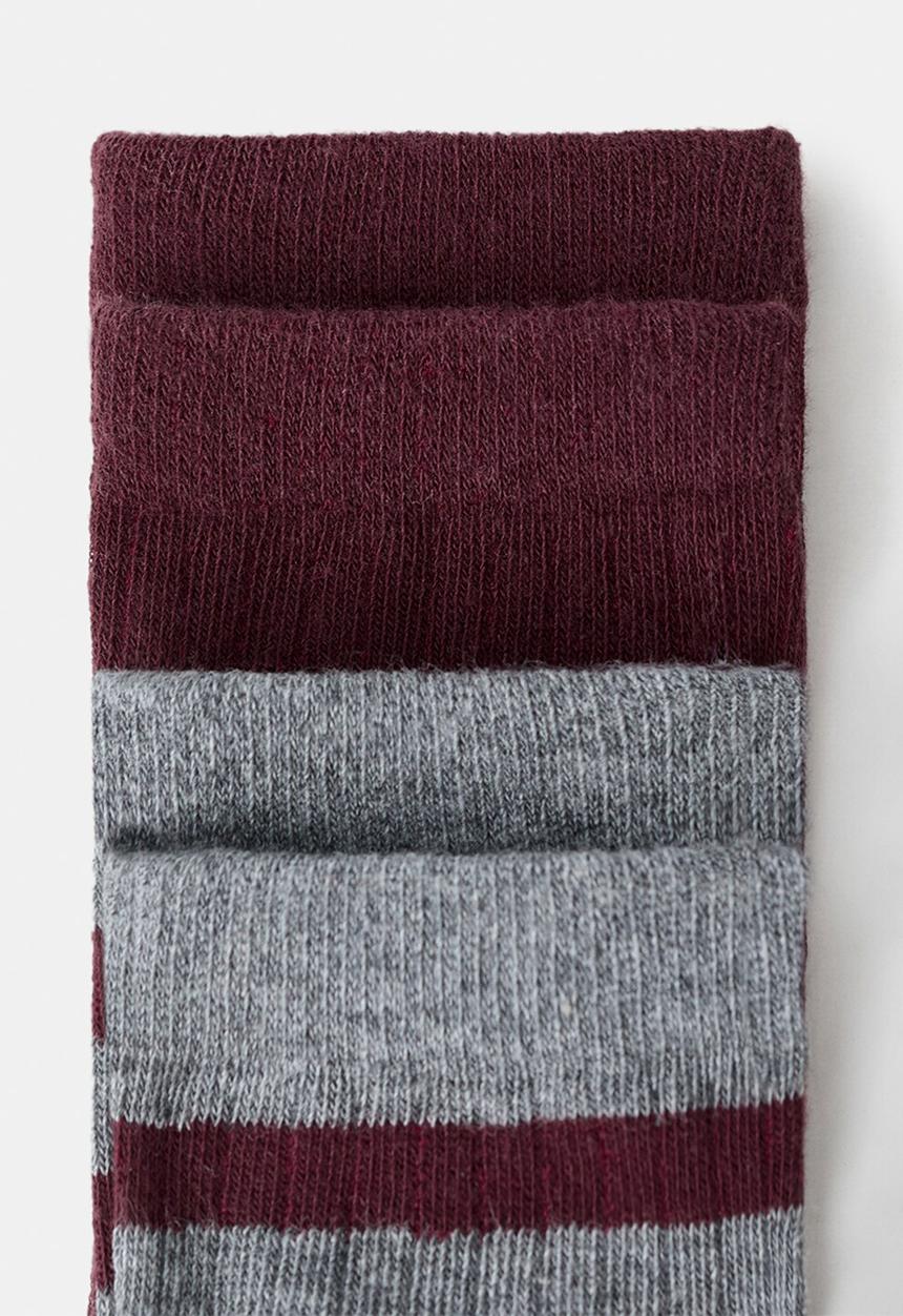 MANGO - Socks RIBSTRIP - Dark Red