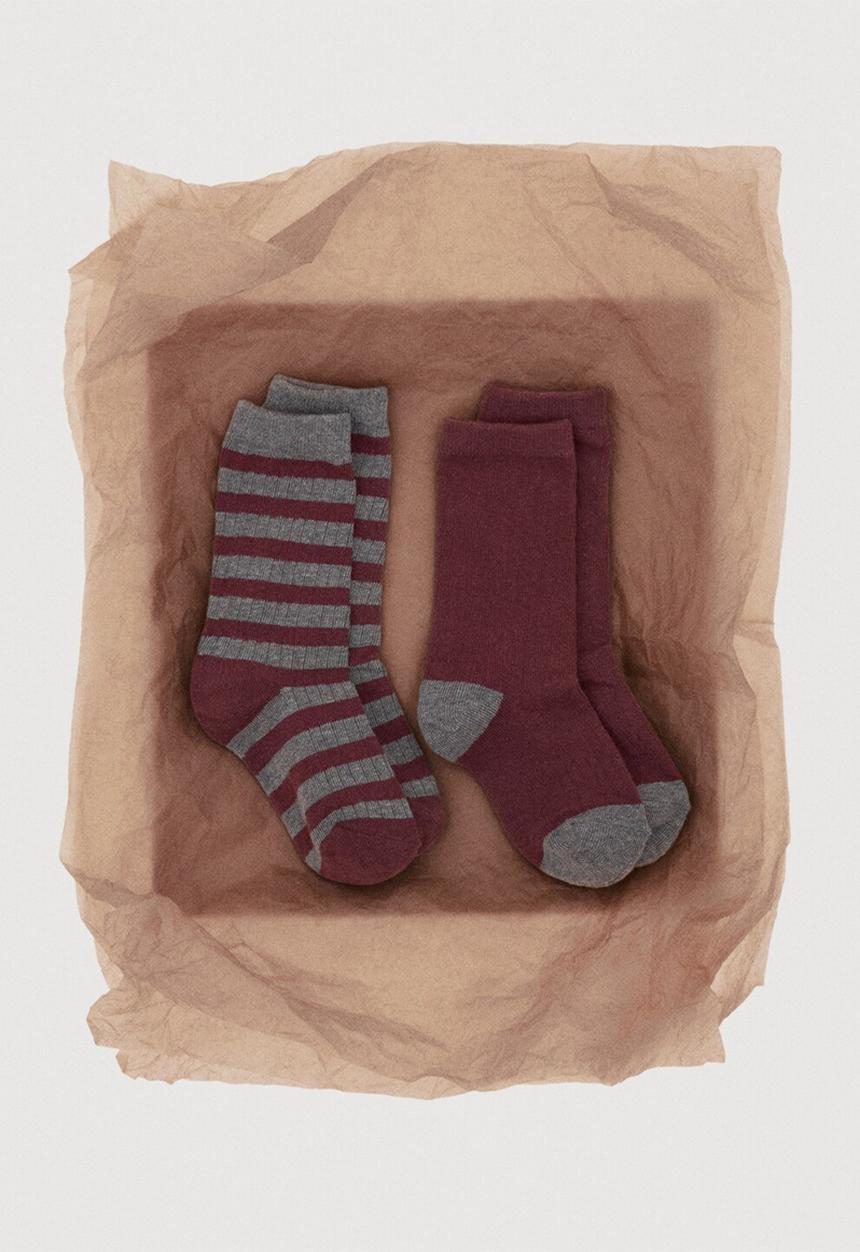 MANGO - Socks RIBSTRIP - Dark Red