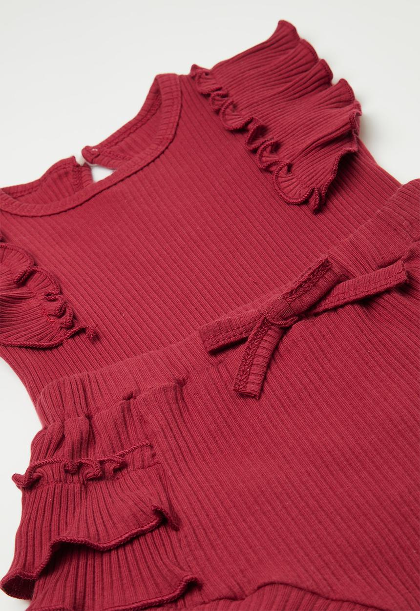 Pop Candy - Rib romper with bloomer shorts - dark red