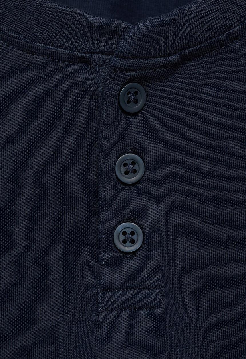 MANGO - T-shirt henleyb - navy