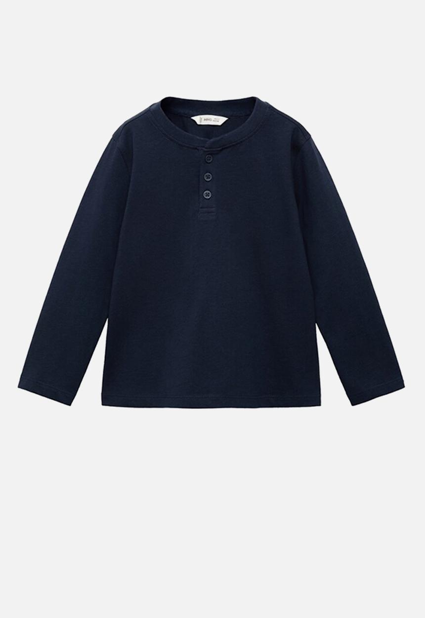 MANGO - T-shirt henleyb - navy
