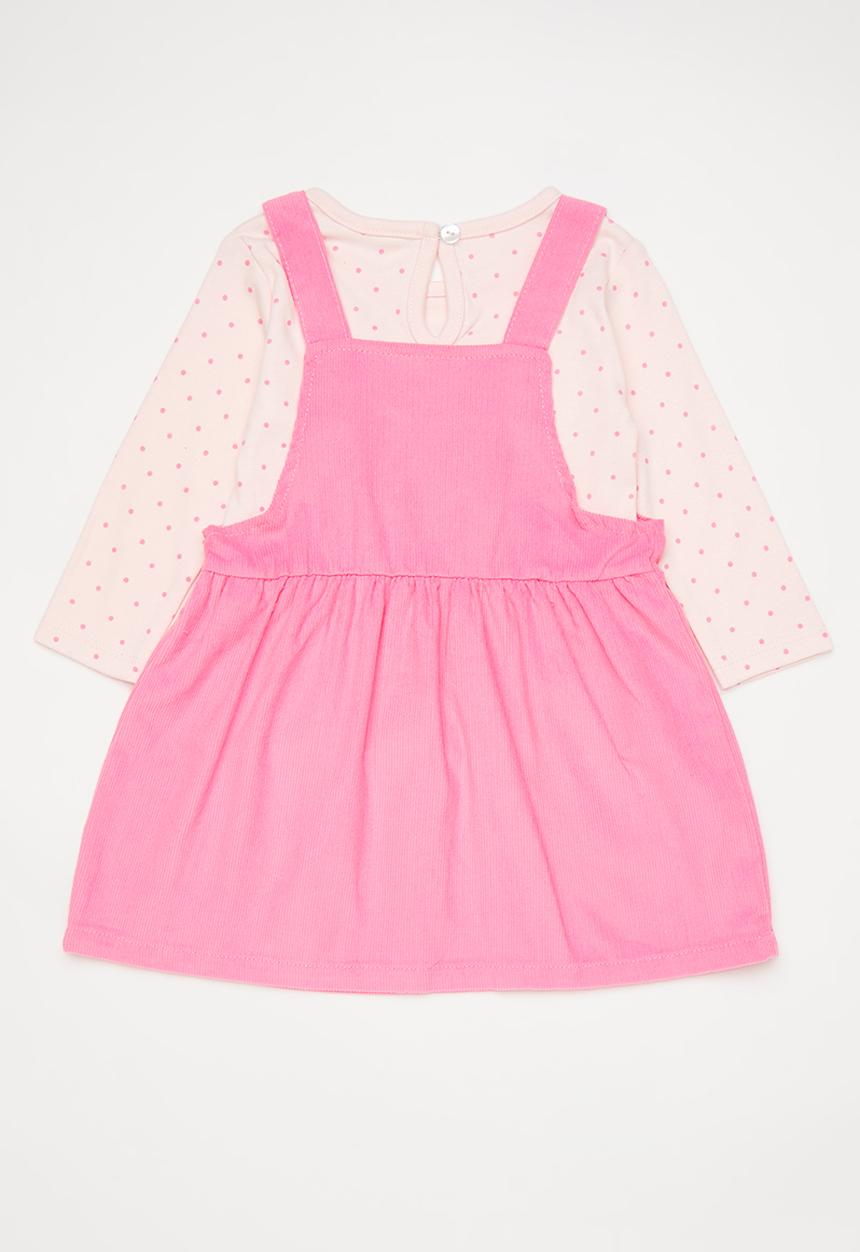 Pop Candy - Short dungaree dress and tee set - bubblegum pink