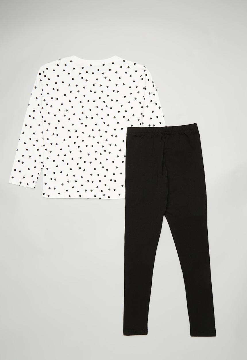 Pop Candy - Rainbow placement print tee with plain leggings - white/black