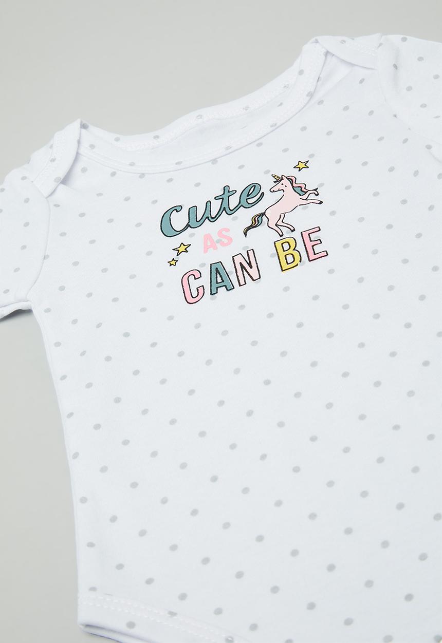 Pop Candy - Slogan and placement print bodysuit - white/cute as can be