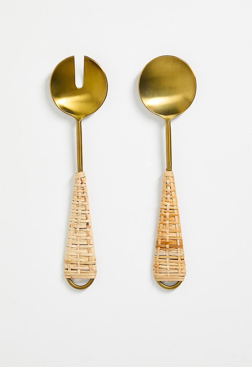 Nicolson Russell - Goa Gold & Rattan Salad Servers