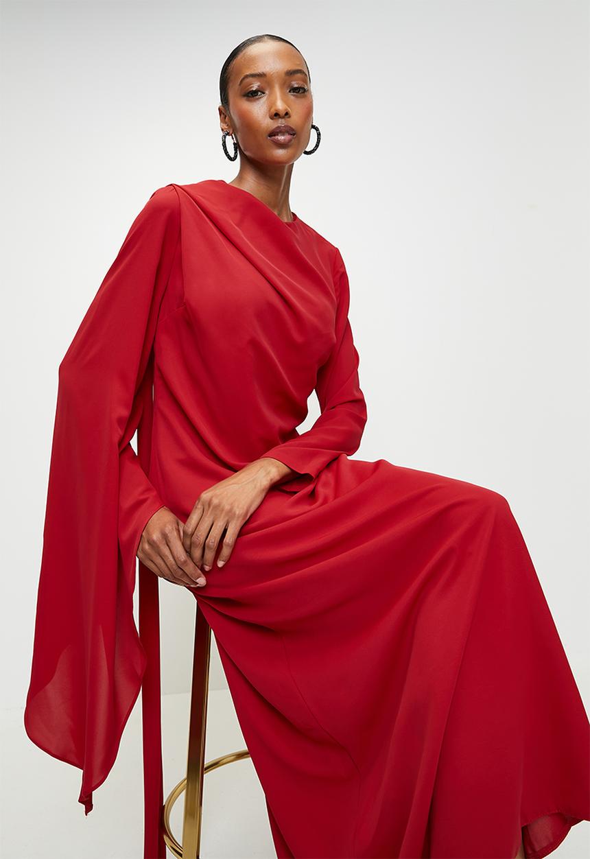 Trendyol - Maxi Woven Dress - Red