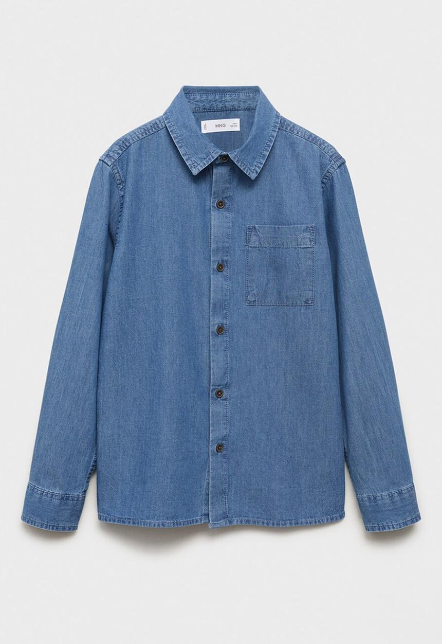 MANGO - Shirt toni - open blue