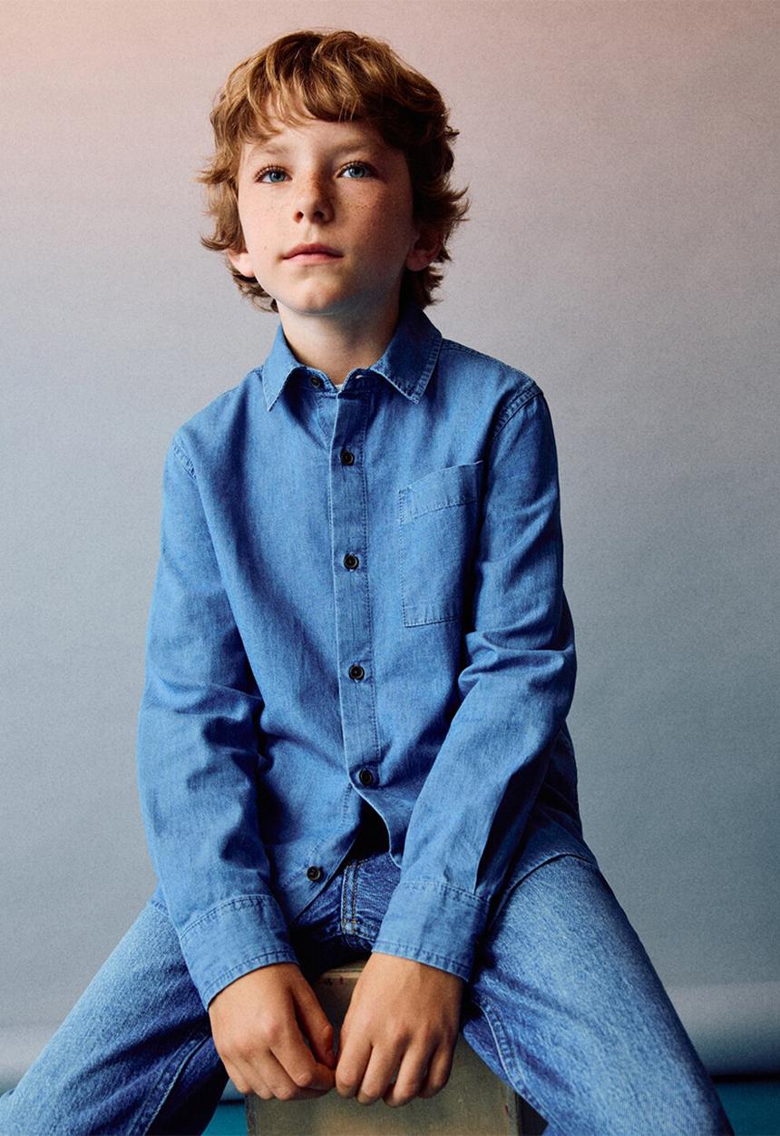 MANGO - Shirt toni - open blue