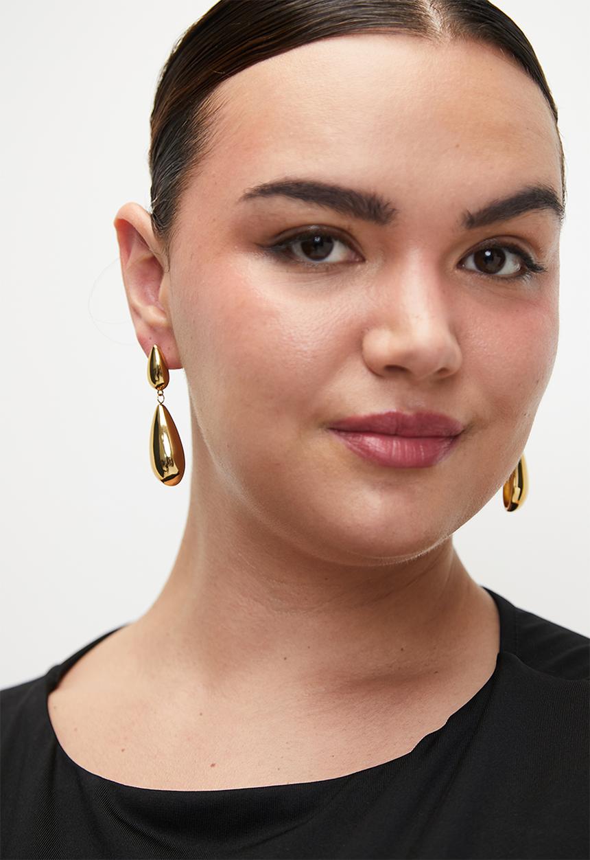 Zoe on Trend - Elegant Double Teardrop Earrings - Gold