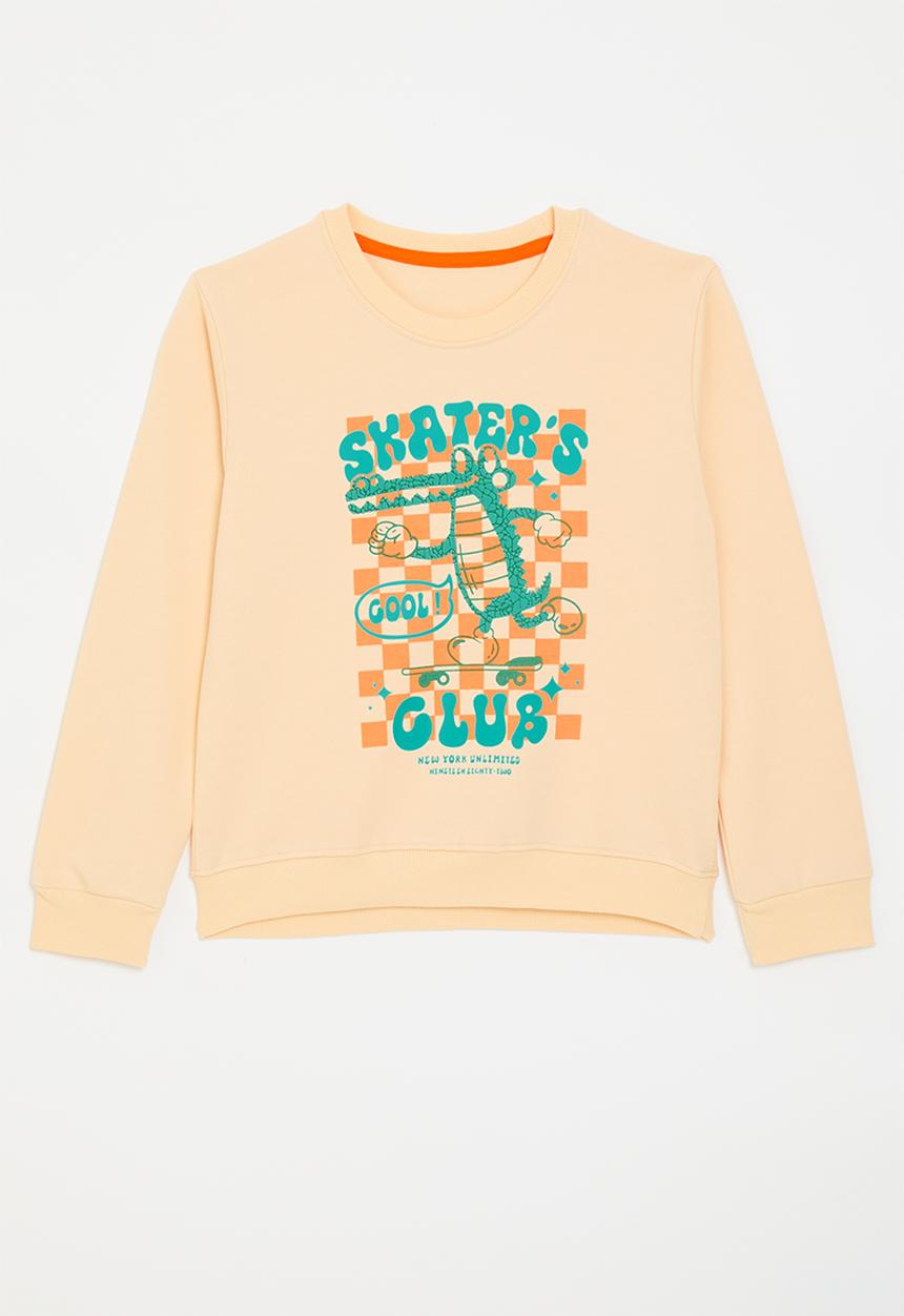 Pop Candy - Skater's club graphic sweatshirt - peach color