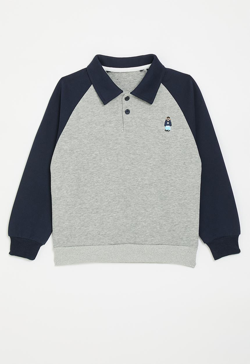 Pop Candy - Sloth embroidered raglan sweatshirt - navy/grey