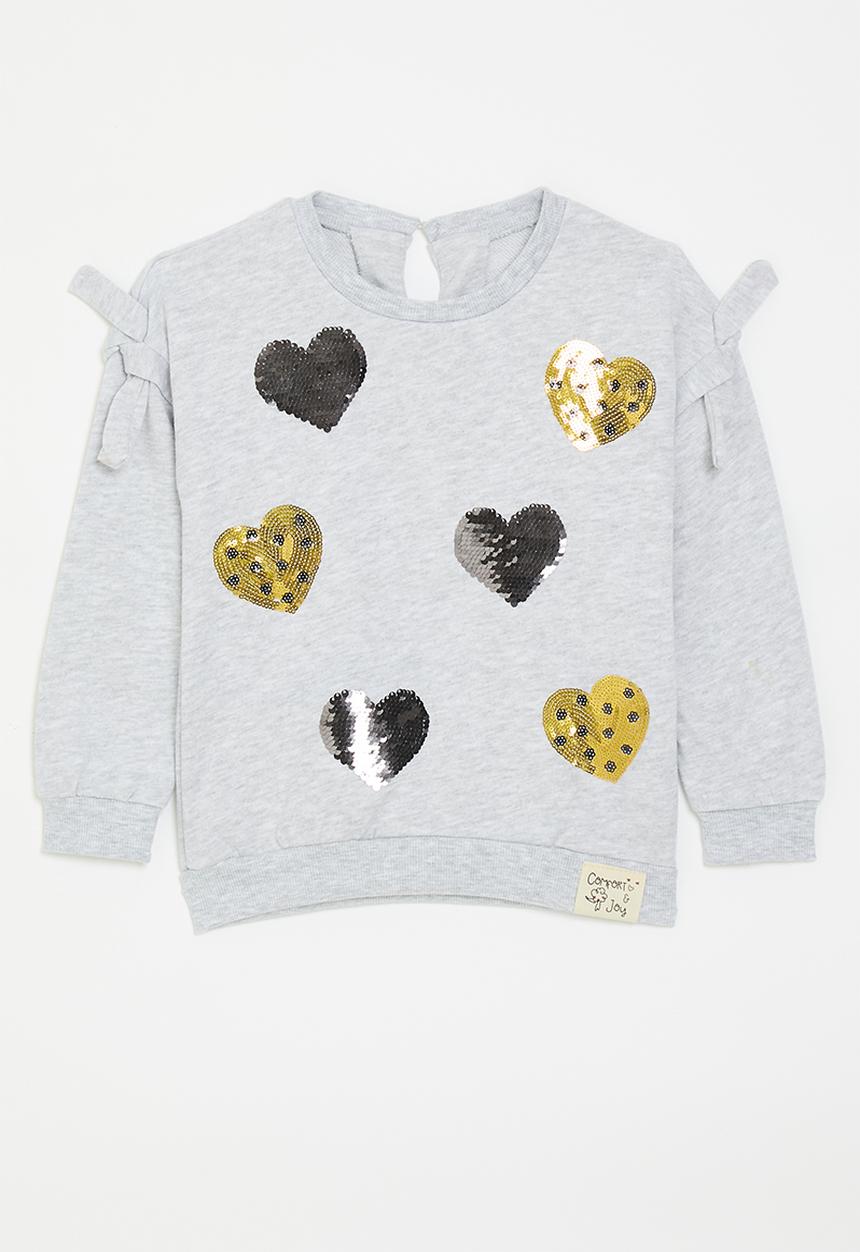 Pop Candy - Glitter sequinned sweatshirt - grey/hearts