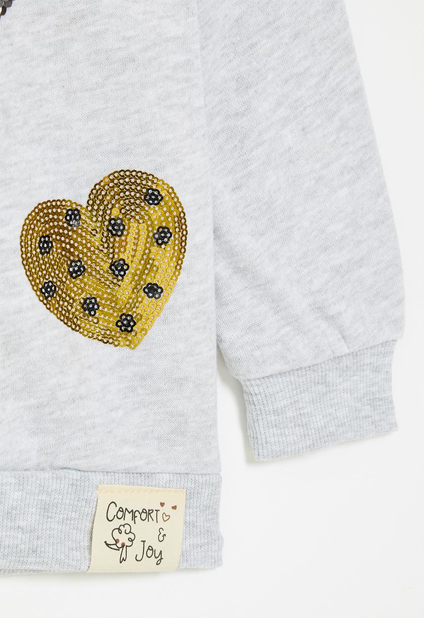 Pop Candy - Glitter sequinned sweatshirt - grey/hearts